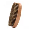 Brushes Hand Tools Home & Gardenbrushes Bristle Hair Brush Hard Round Wood Handle Anti-Static Boar Comb Hairdressing Tool For Men Beard Trim