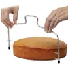 Acier inoxydable cuisine bricolage accessoires de cuisson Double ligne gâteau trancheuse maison bricolage gâteau lisseur ligne de coupe réglable gâteaux trancheuse