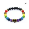 Charm Bracelets Colorful 7 Chakra Bracelet Natural Volcanic Stone Energy Bead Wrist Jewelry Lucky Gift For Men Women XRQ88