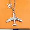 Fashion Men Womens Silver Stainless Steel Necklaces Plane Design V Letter Necklace Pendant WIth Box