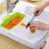 Multifunctional Cutting Board Telescopic Drain Basket Kitchen Accessories Removable and Washable Fruit Vegetable Creative 210423