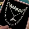 Punk carino mini pistola lettere Figaro Collier collana per donna uomo argento colore multistrato cristallo pistola tennis girocollo gioielli