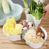 Storage Baskets Kitchen Washing Basket Pot Vegetable Platter Drain Double-Layer Multi-Grid Fruit Plate Triangular