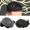 Stock perucas de cabelo humano para homens toupees masculinos top pêlos super fino pele toupee peruano remy cabelo confortável mens peruca