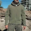 Militaire Tactique Polaire Veste Hommes US Army Polartec Coupe-Vent Vêtements Mâle Multi Poches Survêtement À Capuche Manteau Pour Hommes X0621