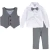 Baby Formeel Pak Peuter Bruiloft Smoking Baby Gentleman Doop Verjaardagsfeestje Outfit Winter Lange Mouw Uitloper 3PCS231E3493824