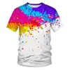 T-shirts hommes hommes / dames néon t-shirt été vert garçon / fille dessus de couleur unie arc-en-ciel streetwear chemise imprimée en 3D