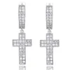 1 par casual cross form droppörhängen Micro Pave Cubic Zircon Earring Men Women Fashion Jewelry for Gift1175213