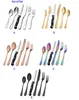 24pcs / set matt svart silvervara med stekknivar rostfritt stål bestick cutlery kit service för 4st handtvätt rekommenderas 6st / set