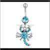 Bell Button Ringar Body Smycken D0074 (5 färger) Nice The Scorpion Navel Belly Ring 20 st Aqua Färg Stone Drop Leverans 2021 PGXDL