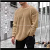 Suéteres Ropa para hombre Entrega directa 2021 Moda para hombre Otoño Invierno Manga larga Cuello redondo Colores sólidos Suéter de punto Suéter suelto para