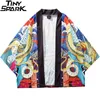 Herenjacks Japanse kimono jas Sea Dragon Devil Gedrukt Hip Hop Men Japan Style Jackets Streetwear zomer Dunne kleding Harajuku 022023H