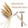 Rasoio da barba a due strati con lama a due strati in materiale biodegradabile usa e getta manuale in paglia di grano da 102030 pezzi6761878