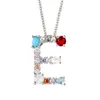 Guldfärg AZ 26 Inledande bokstäver CZ Halsband Multicolor Zircon Rhinestone Pave Alphabet Pendant Fashion Name SMEEDDE