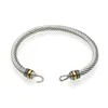 Groothandel (10 stks) Mode Titanium Rvs Mannen Haak Armband Goud Kleur Twist Kabel Armbanden Armbanden SD7V6394896