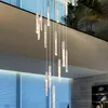 Nowoczesny żyrandol LED Crystal Schody Lights do Room Home Living Schody Long Wiszące Żywy Korytarz Lobby Decor Luster