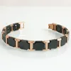 Link, Chain Rose Gold Color Couple Bracelet Black Ceramic Health Wristband For Men Luxury Female Jewelry Magnetic Bracelets Women Gifts