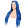 Brazylijska 13x4 koronkowa peruka z przodu jedwabista prosta 180% gęstość czerwony niebieski plink żółty 13 na 4 peruki ludzkie włosy 12-32 cala