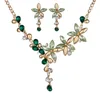カラフルなクリスタルのネックレス/エンゲージメントパーティーの贈り物と女性の結婚式のイヤリングネックレスの高級金の色の花の宝石類のセット