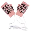 Party Favor Wolle warme USB-Handschuhe für Erwachsene, Herren- und Damen-Herbst- und Winter-Leoparden-Fingerhandschuhe T2I53092