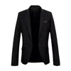 Moda mężczyźni płaszcz Blazer Slim Suit Styl Korean Style Czarny Casual Busines