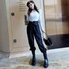 [EAM] Высокая эластичная талия черные серые плиссированные длинные брюки гарема свободно подходят брюки женские мода весна осенью 1dd6387 21512