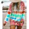 Casual Dresses Long Sleeve Dress Tie Dye Women Fall Clothes For 2021 Mini Plus Size Clothing Vestidos