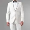Tuxedo de casamento formal branco para o noivo 3 peça magro apto homens ternos homem moda roupas masculino conjunto colete com calças x0909