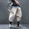 Pantalon de sac mâle japonais jambes cargo pantalon vêtements pour hommes harajuku leggings salopette hiphop jogger ruban surdimensionné 210715