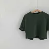 Urso líder estilo coreano primavera miúdos bebê camisetas meninas moda meninos sólidos completos de manga longa tees crianças tops casuais 210708