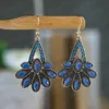 Vintage ethnique paon boucle d'oreille femmes indien Jhumka bohème couleur strass goutte boucles d'oreilles bijoux Pendientes