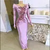 Desinger violet clair lavande sirène robes de soirée 2021 manches longues Satin fleurs dentelle Aso Ebi robe de soirée de bal tenue de soirée