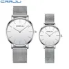 Mode horloges CrRju Dames Lover's Luxe Slanke Quartz Mesh Horloge voor Mannen Casual Waterdichte Dames Elegant Gift Horloge 210517