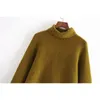 Elegant Women Turtleneck Sweater Fashion Ladies Batwing Sleeve Pullover Streetwear Female Chic Button Loose Knitted Tops 210427