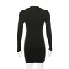 Vintage vierkante kraag lange mouw zwarte jurk vrouwen hoge taille bodycon basic korte sexy vrouw feestavond 210510