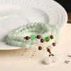 Pärlsträngar naturliga butik jade tre cirkel armband smycken kvinnors gröna granat kalebass dubbel hänge bohemisk etnik för tjej fawn22