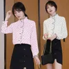 Корейская мода одежда винтажные вершины Femme Blusas Mujer de Moda Print с длинным рукавом шифон блузка плюс размер 6683 50 210521