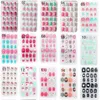 Falsas unhas 24 pçs / set Candy Falso Prego Dicas Crianças Desenhos Animados Capa Completa Criança Gara auto Falke S Press On Art for Girls Manicure 220225