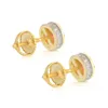 Hip HOP 5A+ Red Blue Stone Bling Out Stud Earring Round S925 Sterling Sliver For Women Men Jewelry Girls