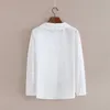 Lente Korea Mode Vrouwen Lange Mouwen Borduurwerk Peter Pan Collar Casual Shirts 100% Katoen Mori Girl White Blouse S578 210512