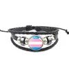 8 Style Gay Pride Verre Boucle Charme Bracelet Arc-En-Drapeau Gay Bijoux À La Main DIY Perlé Tissage Noir En Cuir LGBT bracelet