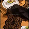 Decoration Event Festive Supplies Home & Gardenrectangar Decor Pumpkin Lace Runner Black Spider Web Table Er Perfect For Halloween Dinner Pa