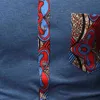 Snygg Afrikansk Dashiki Patchwork Shirt Men Märke Långärmad Nehru Krage Mens Klänning T-shirts Afica Traditionell Kläder 210522