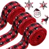 Cintas con cable de Navidad Rojo Negro Buffalo Plaid Copo de nieve para Navidad DIY Envoltura Boda Floral Bow Craft XBJK2111