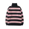 Erkek Sweaters Stripe Sweater Erkekler Pullover Sonbahar Kış Nötr Trend Yüksek Yakalı Günlük Kategori Erkek Giyim Zamanı Sınırlı