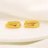 14k İnce Katı Sarı 18ct THAI BAHT G/F Altın Moda Hoop Küpe U Daire Coquetas Oro Laminado Kadınlar Takı Klasik