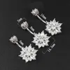 Belly Button Ring Real 925 Sterling Women Flower Zircon Clear Stones Jewelry Pure Silver Body Piercing2484