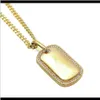 Necklaces & Pendants Drop Delivery 2021 Men Women Stainless Steel Dog Tag Army Military Card Masonic Pendant Fashion Punk Jewelry Gold Hip Ho