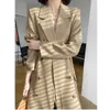 Longue kaki veste pour femmes Style britannique printemps automne français coupe-vent bureau dame Outwear 210608