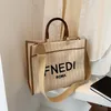 summer new straw large capacity hand letter wide shoulder strap Single Shoulder Messenger woven women's bag